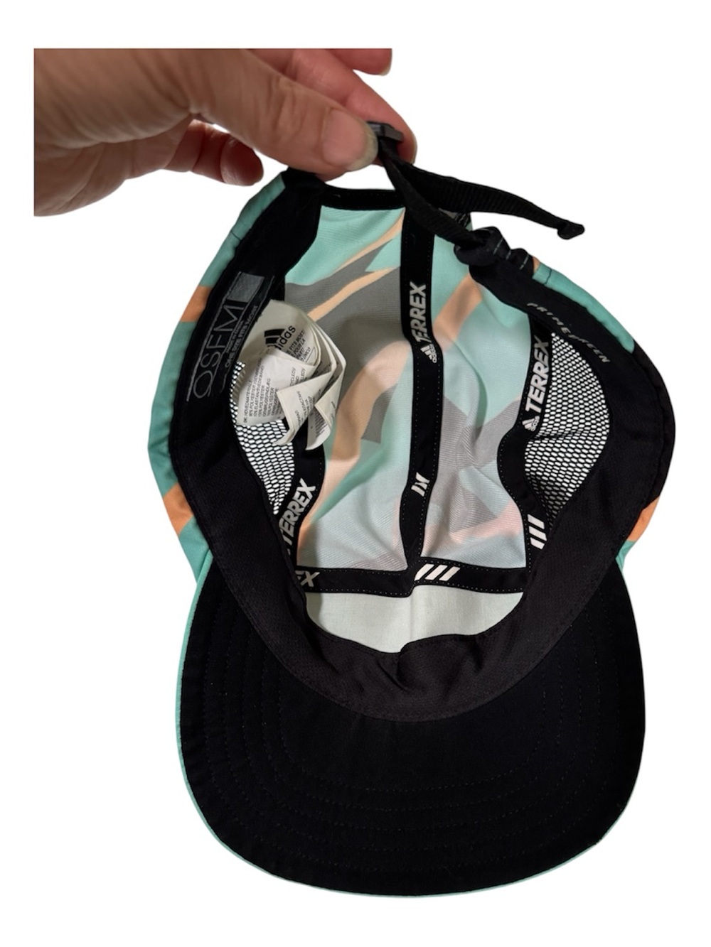 adidas Terrex 5 Panel Trail Cap Aqua Peach Black Performance Running Hat - Picture 3 of 4